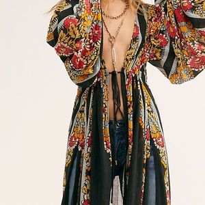 Free people Girl maxi floral sheer top .